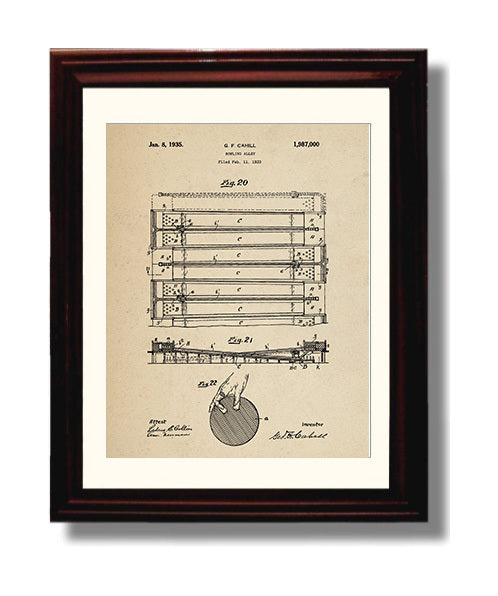 Patent Print - Bowling Alley - G F Cahill - 1935 - Patent 1987000 Patent Wall Art