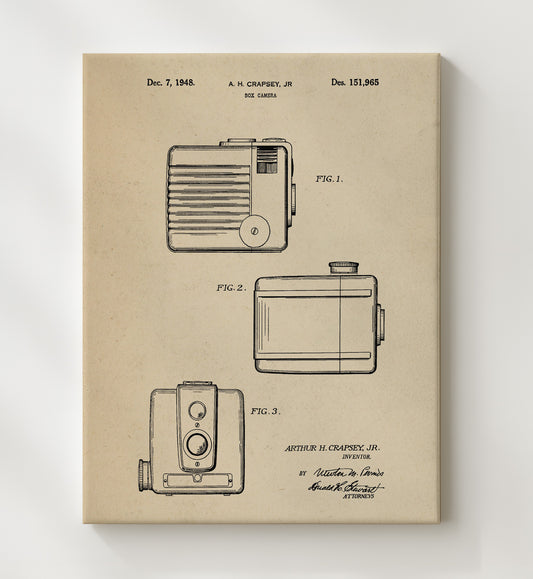 Camera 1948 patent print wall art 8x10 Canvas