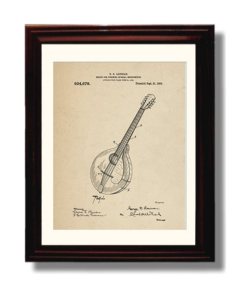 Patent Print - Bridge For Stringed Musical Instruments - G. D. Laurian - 1909 - Patent 934678 Patent Wall Art