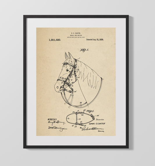 Bridle And Halter - 1920 Patent - 16x20 Gallery Frame