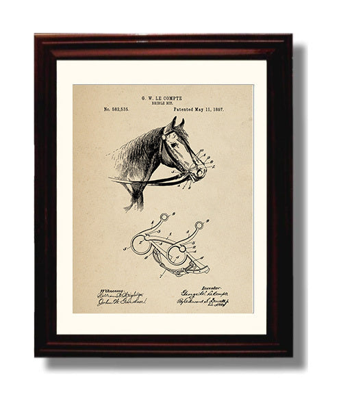 Patent Print - Bridle Bit - George W. Le Compte - 1897 - Patent 582535 Patent Wall Art