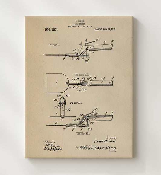 Cake Turner 1911 patent print wall art 8x10 Canvas