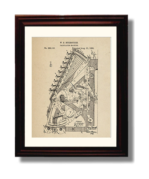 Patent Print - Calculating Machine - William S. Burroughs - 1888 - Patent 388116 Patent Wall Art
