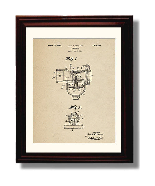 Patent Print - Carburetor - John H F Stewart - 1945 - Patent 2372532 Patent Wall Art