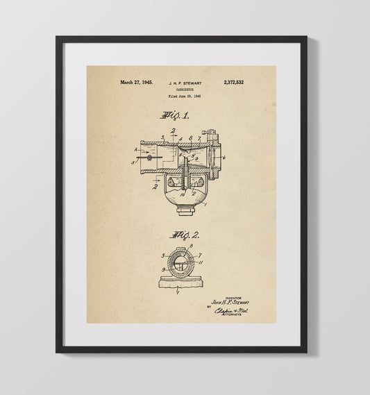 Carburetor - 1945 Patent - 16x20 Gallery Frame