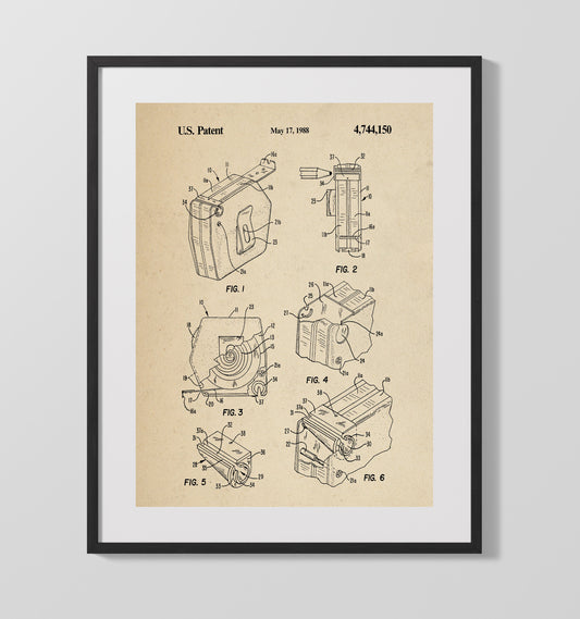 Cassette Tape Dispenser - 1988 Patent - 16x20 Gallery Frame
