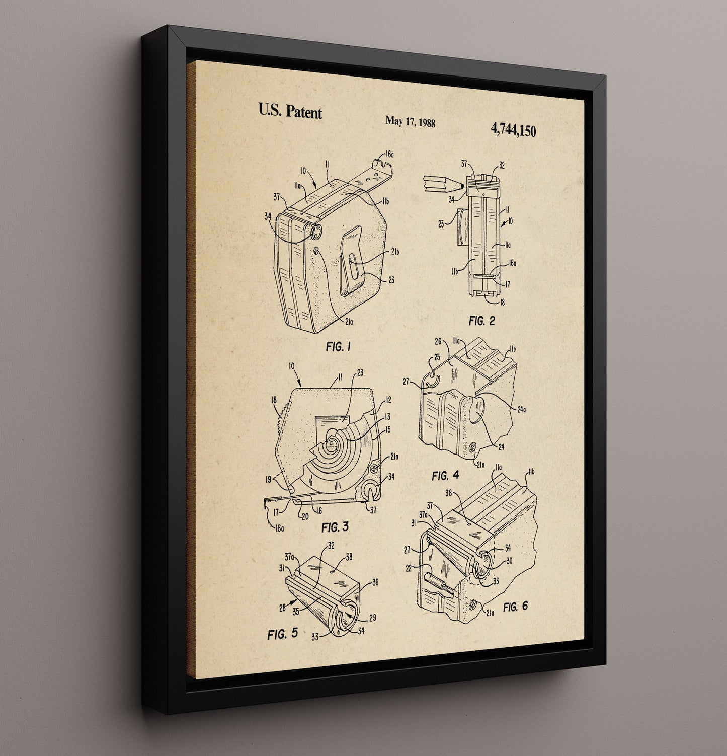 Patent Print - Cassette Tape Dispenser - Magnetic Tape Cartridge - 1988 - Patent 4744150 Patent Wall Art