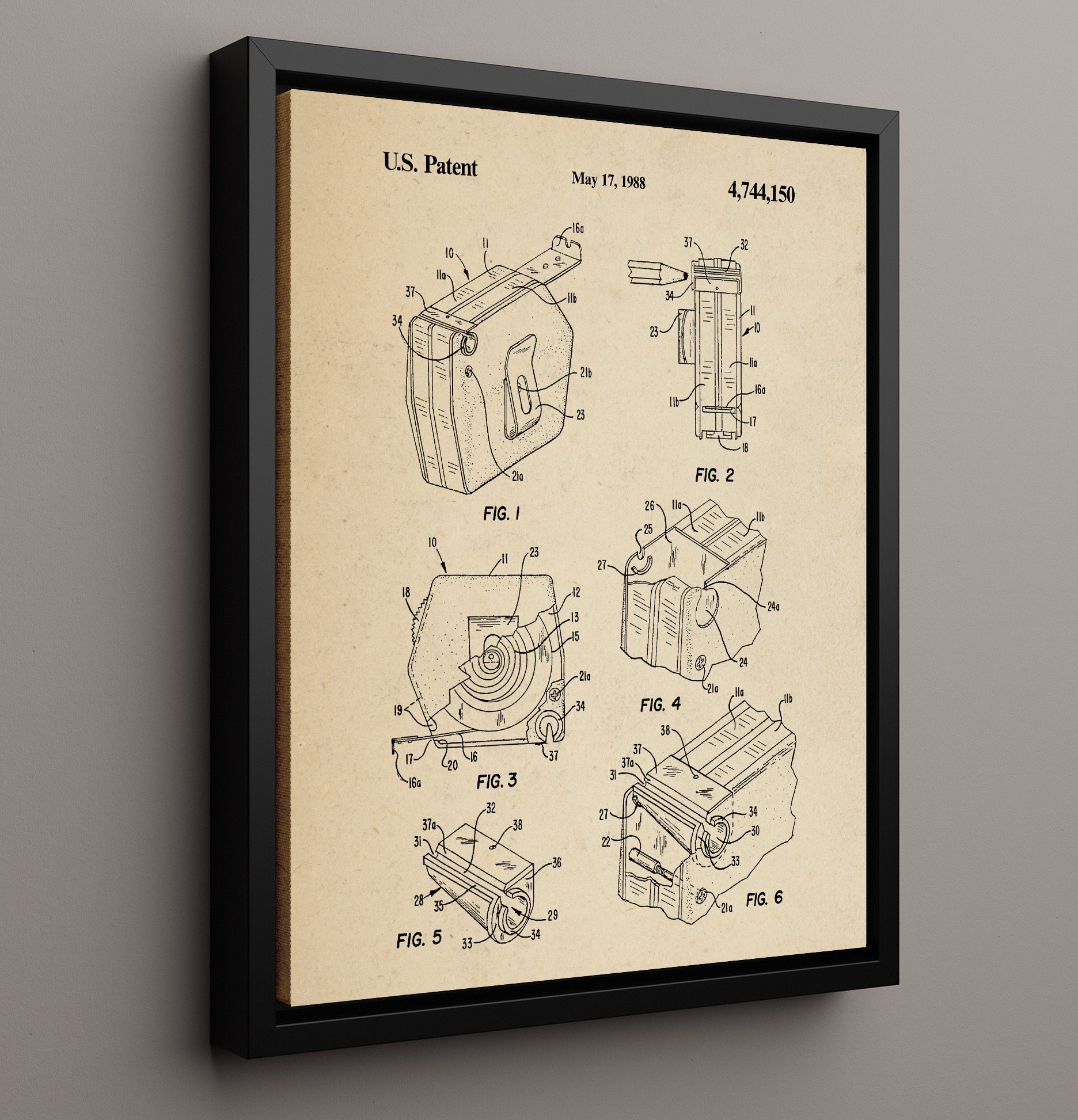 Patent Print - Cassette Tape Dispenser - Magnetic Tape Cartridge - 1988 - Patent 4744150 Patent Wall Art