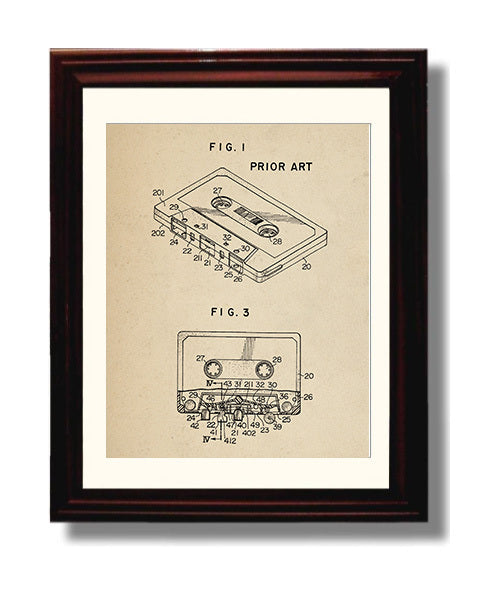 Patent Print - Cassette Tape Mechanism - Unknown Inventor - Unknown Year - Patent Unknown Patent Wall Art