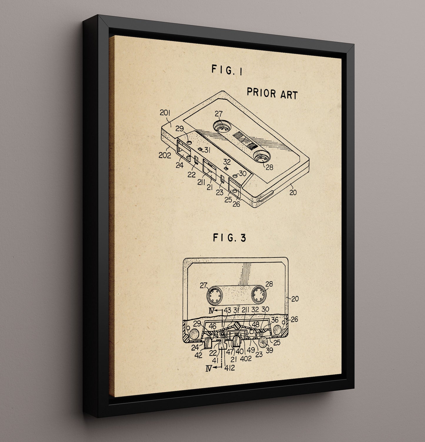 Patent Print - Cassette Tape Mechanism - Unknown Inventor - Unknown Year - Patent Unknown Patent Wall Art
