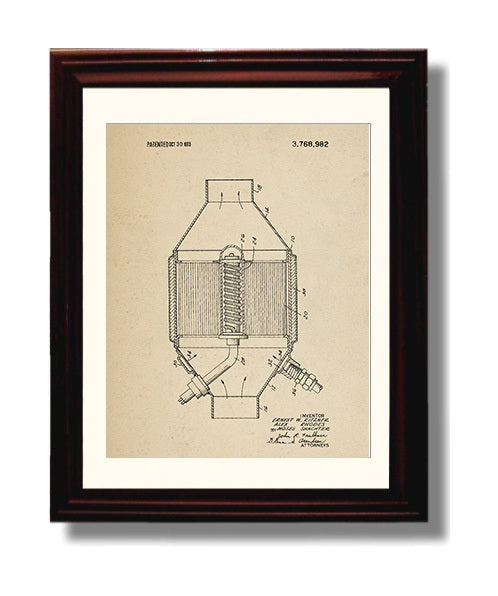 Patent Print - Catalytic Converter - Ernest W Kitzner Et Al - 1973 - Patent 3768982 Patent Wall Art