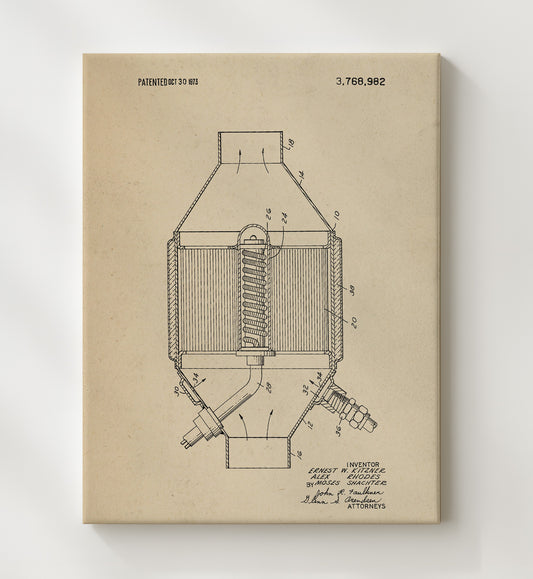 Catalytic Converter 1973 patent print wall art 8x10 Canvas