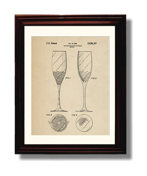 Patent Print - Champagne Flute Or Similar Article - Unknown Inventor - 1988 - Patent D298397 Patent Wall Art
