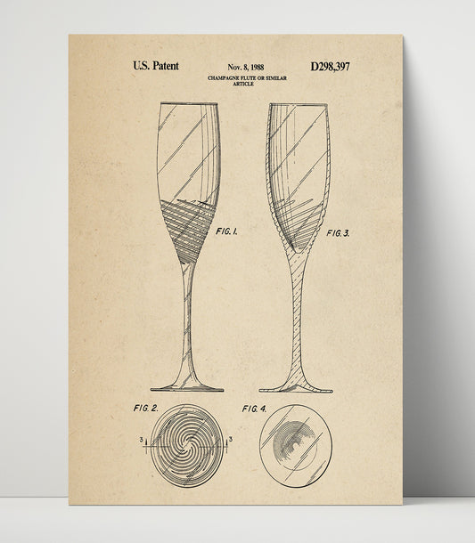 Champagne Flute Or Similar Article - 1988 Patent - 16x20 Unframed Print