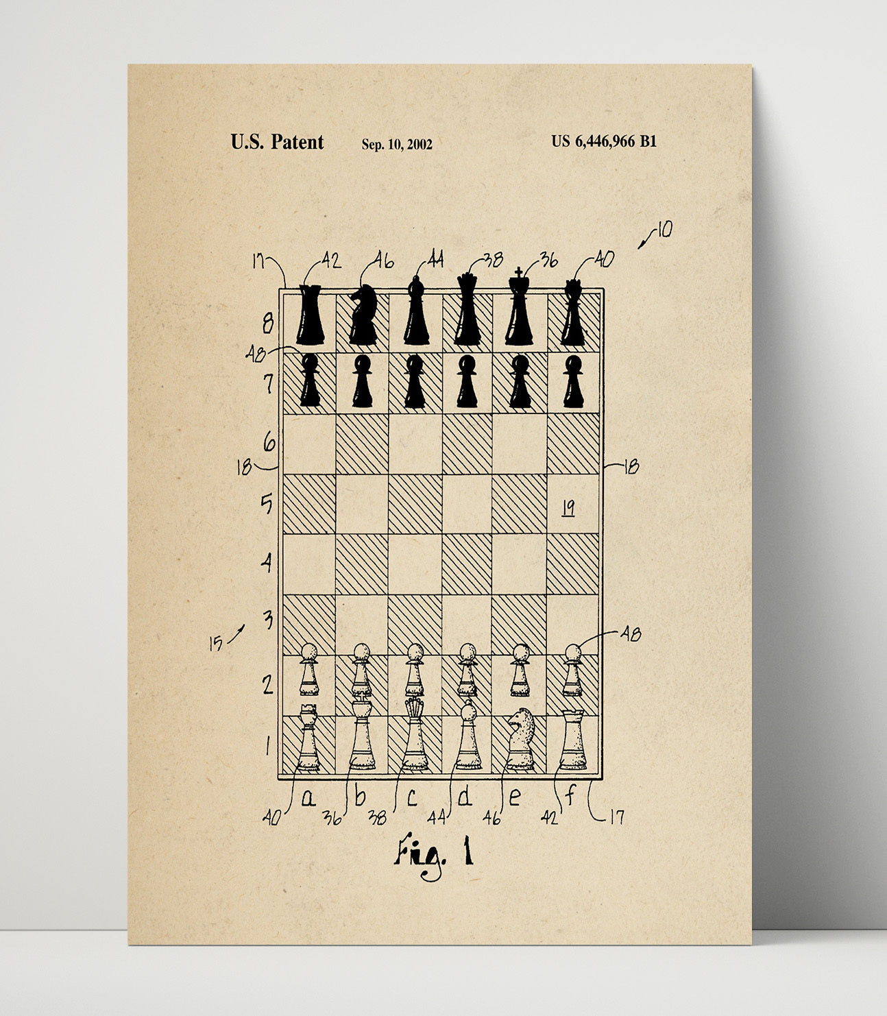 Patent Print - Chess Board Game System - Unknown Inventor - 2002 - Patent 6446966 Patent Wall Art