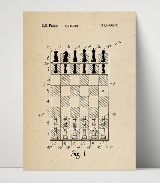Chess Board Game System - 2002 Patent - 16x20 Unframed Print