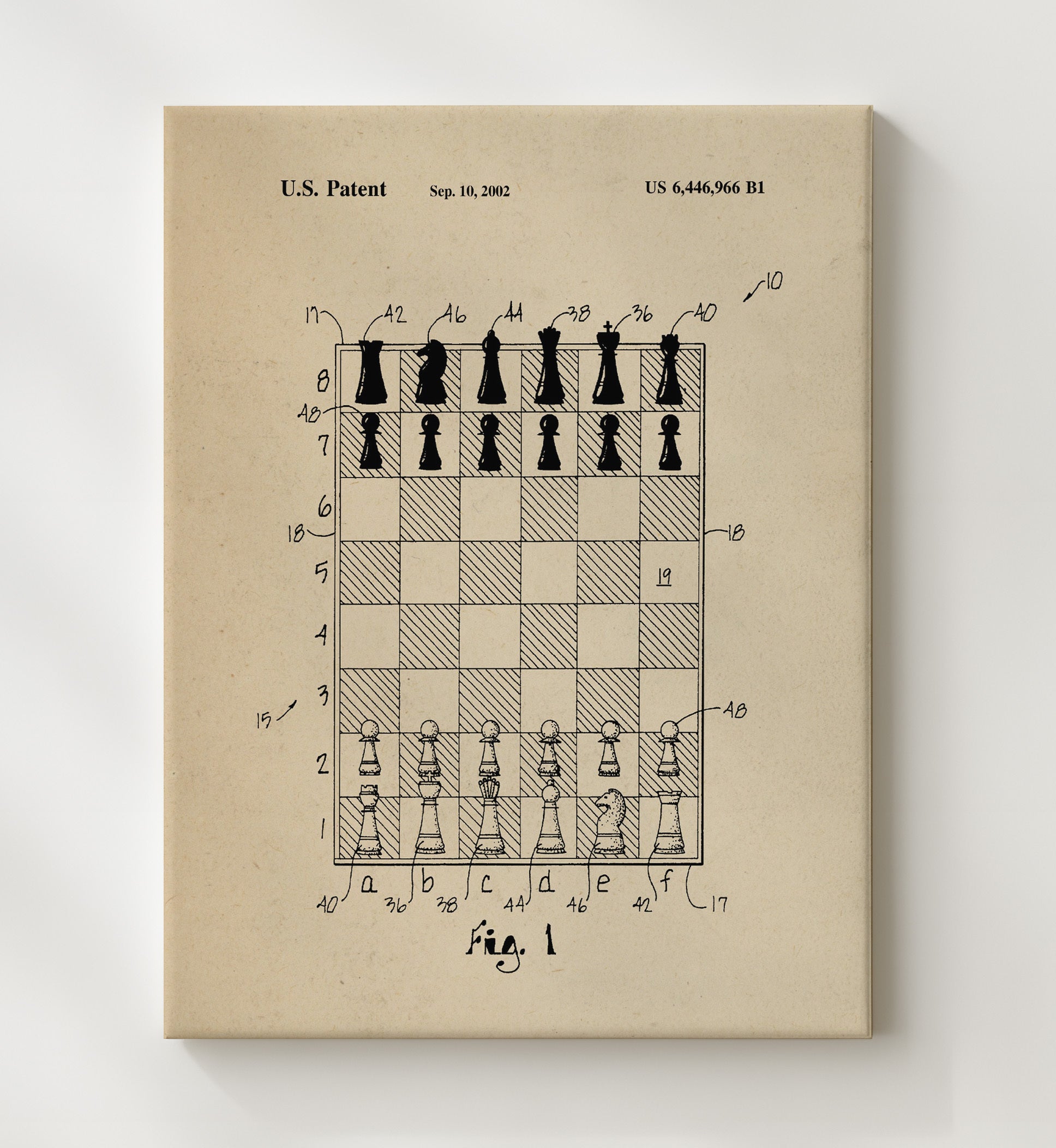 Patent Print - Chess Board Game System - Unknown Inventor - 2002 - Patent 6446966 Patent Wall Art