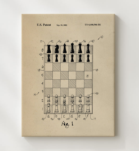 Chess Board Game System 2002 patent print wall art 8x10 Canvas