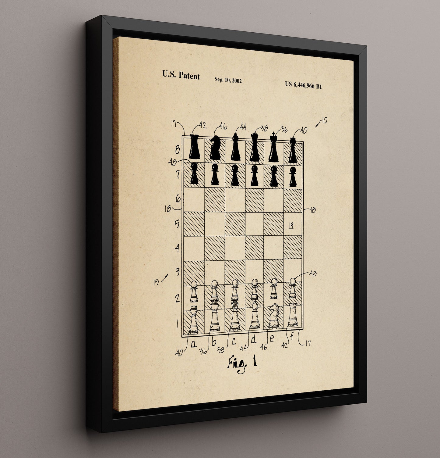 Patent Print - Chess Board Game System - Unknown Inventor - 2002 - Patent 6446966 Patent Wall Art