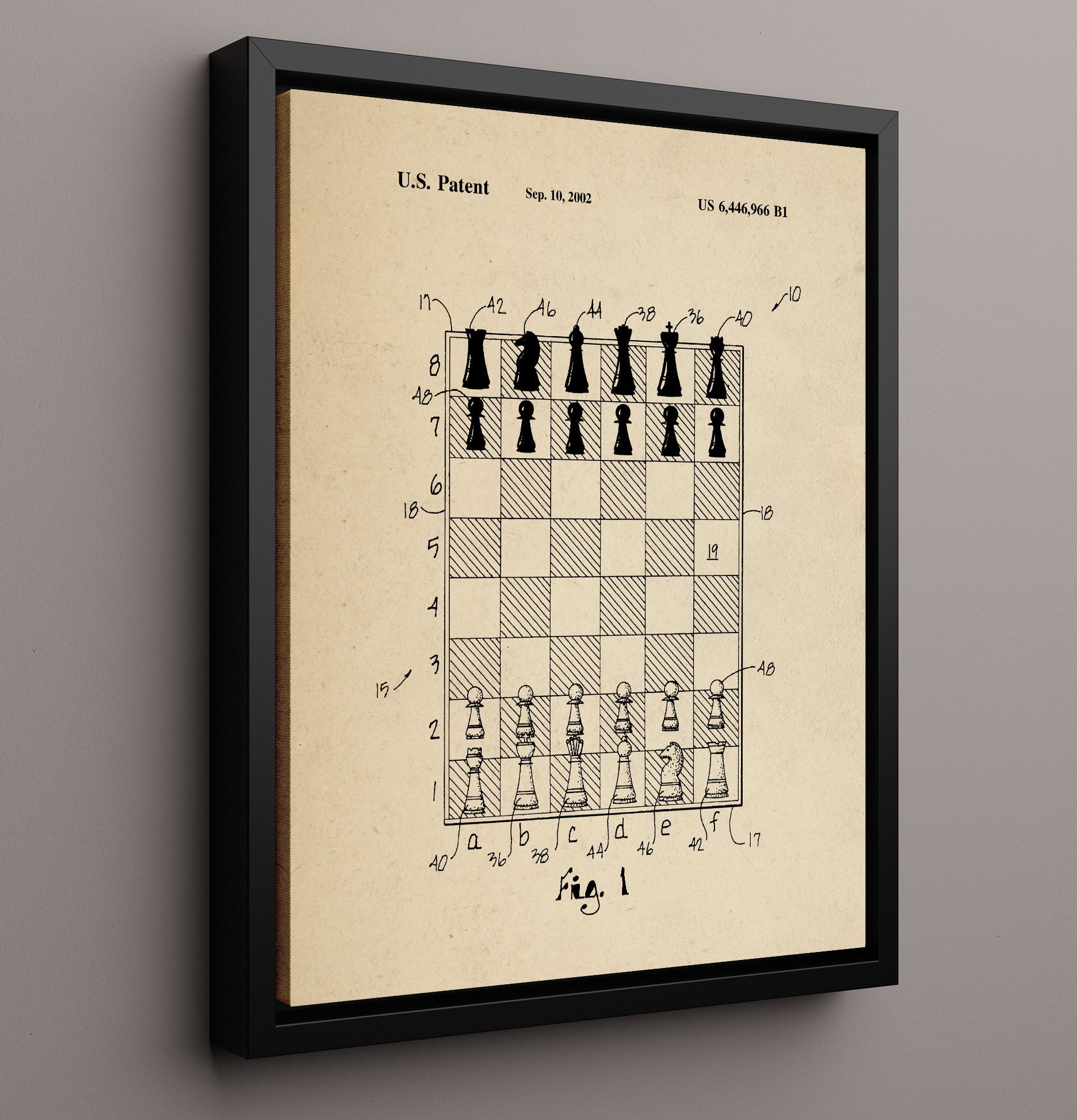 Patent Print - Chess Board Game System - Unknown Inventor - 2002 - Patent 6446966 Patent Wall Art