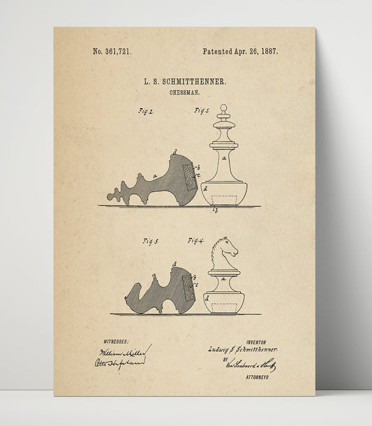 Chessman - 1887 Patent - 16x20 Unframed Print