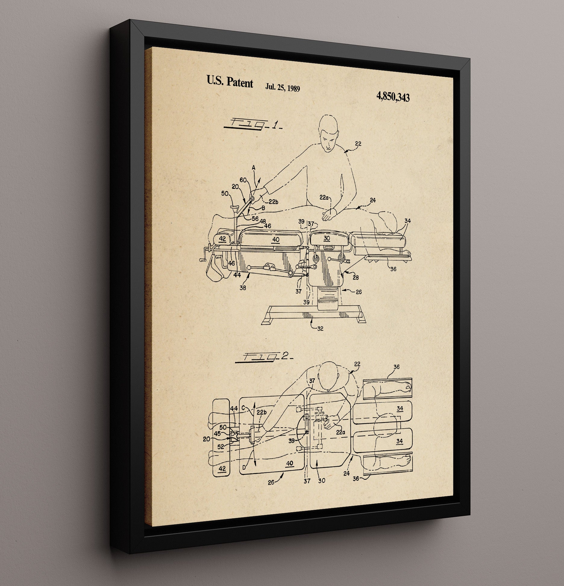 Patent Print - Chiropractic Adjustment Table - Lloyd Table Company - 1989 - Patent 4850343 Patent Wall Art