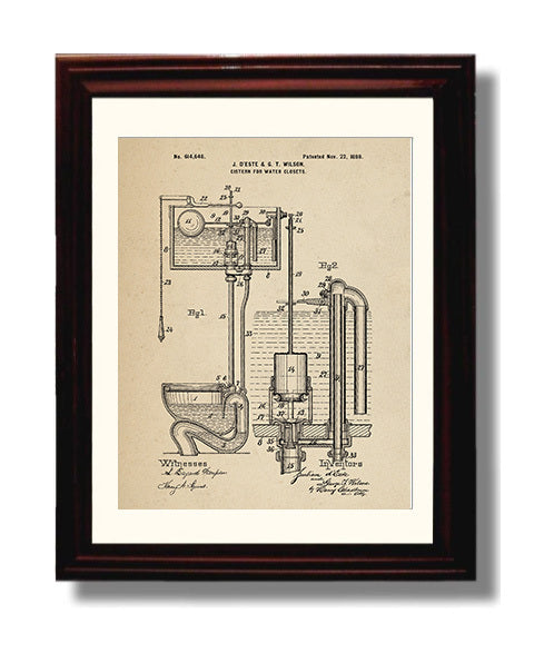 Patent Print - Cistern For Water Closets - Julian Deste And George T Wilson - 1898 - Patent 614648 Patent Wall Art