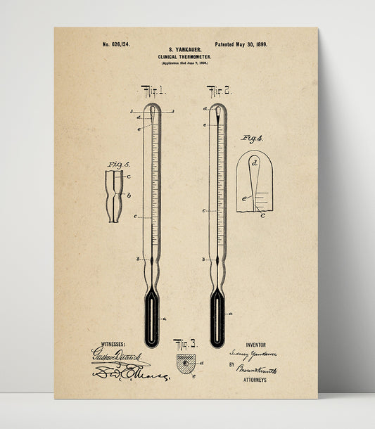 Clinical Thermometer - 1899 Patent - 16x20 Unframed Print