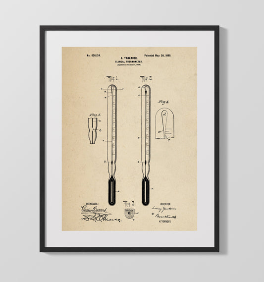 Clinical Thermometer - 1899 Patent - 16x20 Gallery Frame
