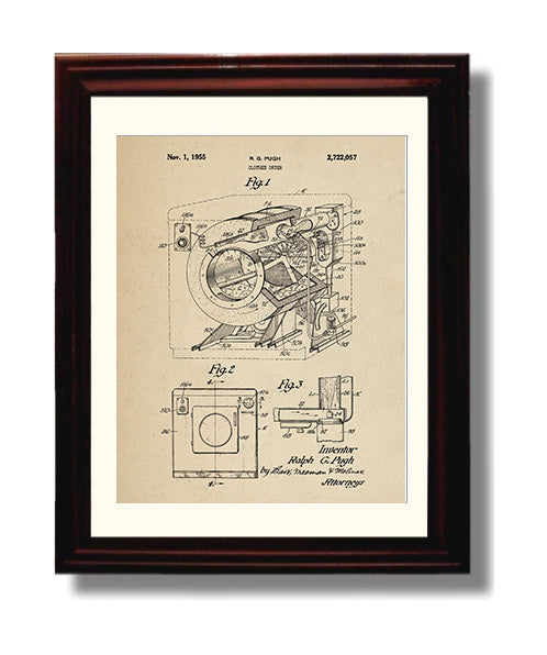 Patent Print - Clothes Dryer - Ralph G. Pugh - 1955 - Patent 2722057 Patent Wall Art