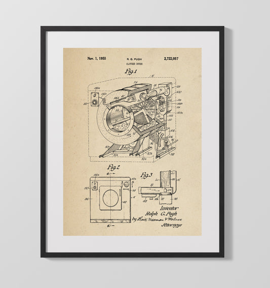 Clothes Dryer - 1955 Patent - 16x20 Gallery Frame