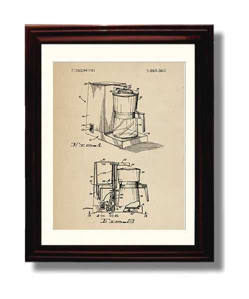 Patent Print - Coffee Maker - Unknown Inventor - 1975 - Patent 3869968 Patent Wall Art