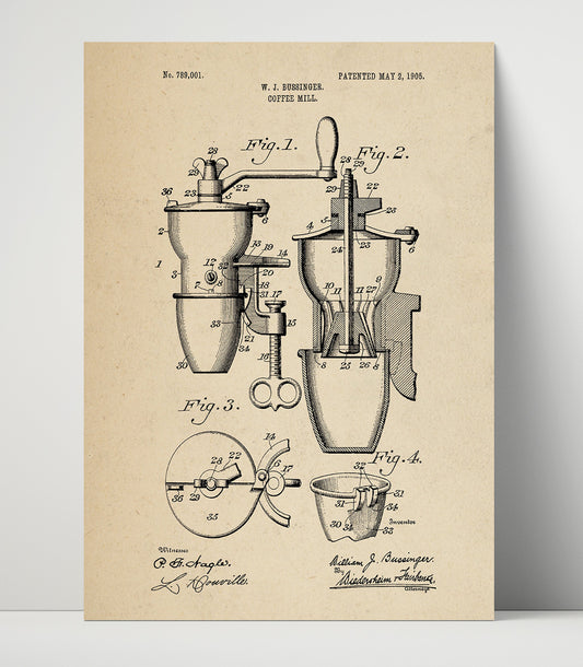 Coffee Mill - 1905 Patent - 16x20 Unframed Print