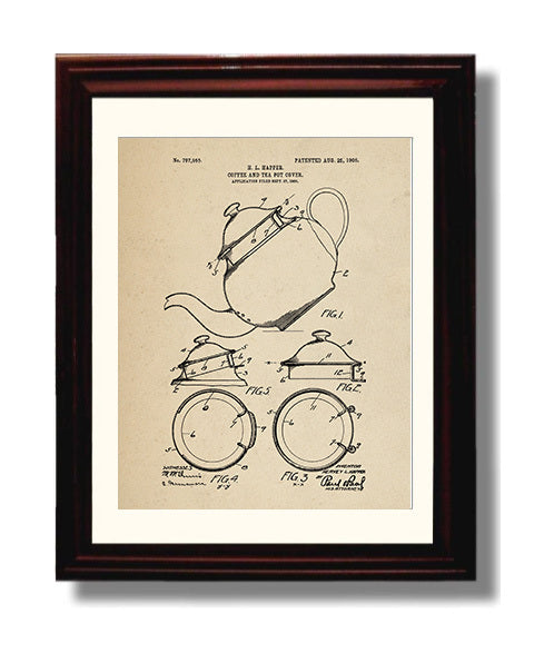 Patent Print - Coffee And Tea Pot Cover - H.L. Happer - 1905 - Patent 797955 Patent Wall Art