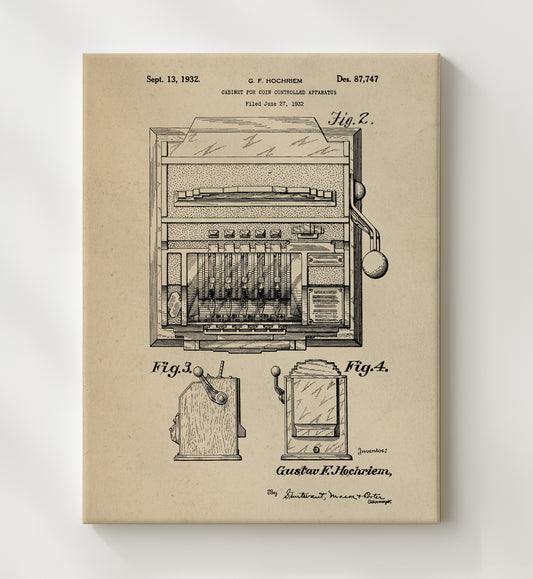 Coin Operated Cabinet 1932 patent print wall art 8x10 Canvas