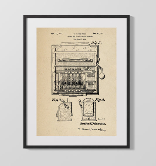 Coin Operated Cabinet - 1932 Patent - 16x20 Gallery Frame