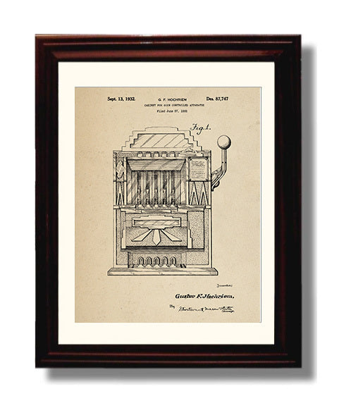 Patent Print - Coin Operated Cabinet Front View - Gustav F Hochriem - 1932 - Patent D87747 Patent Wall Art