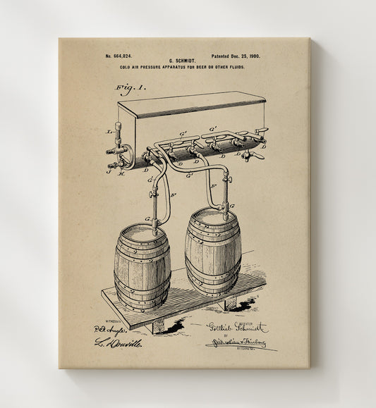 Cold Air Pressure Apparatus For Beer Or Other Fluids 1900 patent print wall art 8x10 Canvas