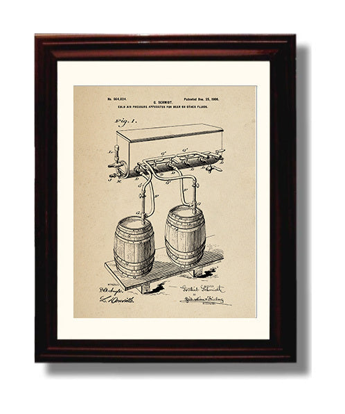 Patent Print - Cold Air Pressure Apparatus For Beer Or Other Fluids - G. Schmidt - 1900 - Patent 664824 Patent Wall Art