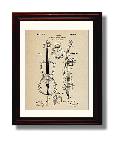 Patent Print - Collapsible Stringed Instrument - Livingston Welch - 1929 - Patent 1699384 Patent Wall Art