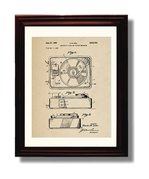 Patent Print - Combination Sound And Picture Mechanism - Ralph M. Like - 1950 - Patent 2512724 Patent Wall Art