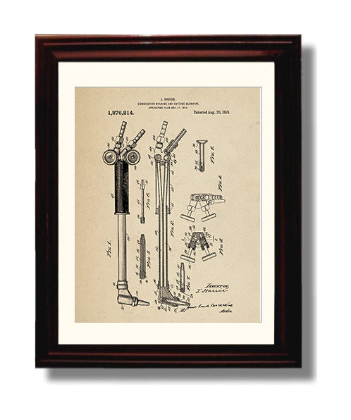 Patent Print - Combination Welding And Cutting Blowpipe - J. Harris - 1918 - Patent 1276214 Patent Wall Art