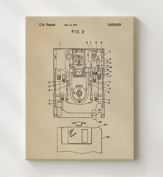Computer Disk Drive Assembly 1997 patent print wall art 8x10 Canvas