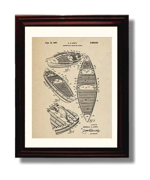 Patent Print - Convertible Canoe And Kayak - Arnold S Lewis - 1961 - Patent 2999253 Patent Wall Art