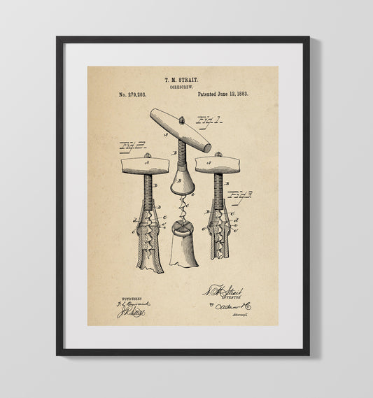 Corkscrew - 1883 Patent - 16x20 Gallery Frame