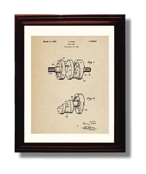 Patent Print - Crank Shaft - Henry Ford - 1930 - Patent 1749807 Patent Wall Art