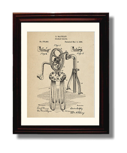 Patent Print - Culinary Beater - E. Baltzley - 1888 - Patent 378863 Patent Wall Art