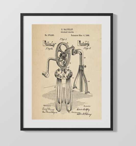 Culinary Beater - 1888 Patent - 16x20 Gallery Frame