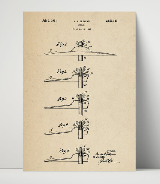Cymbal - 1951 Patent - 16x20 Unframed Print