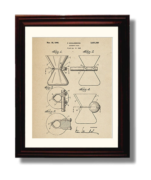 Patent Print - Decanter Flask - P. Schlumbohm - 1946 - Patent 2411340 Patent Wall Art